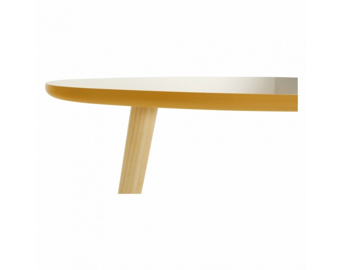 Konferenčný stolík (2 ks) Doblo - biely lesk / žltomedový lesk