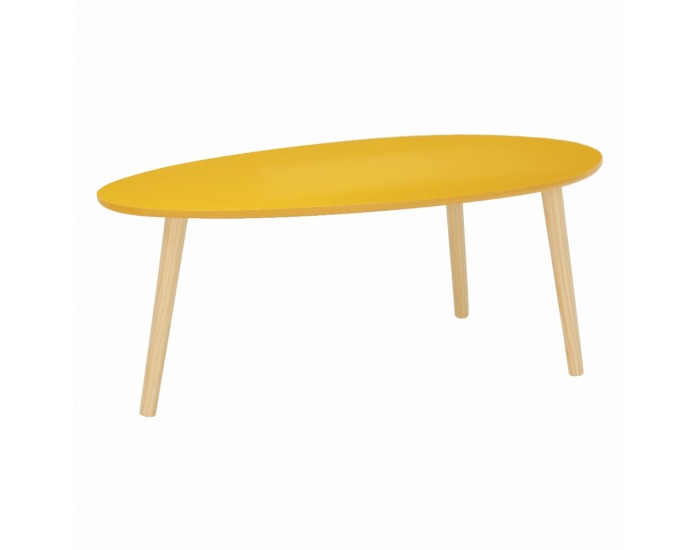 Konferenčný stolík (2 ks) Doblo - biely lesk / žltomedový lesk