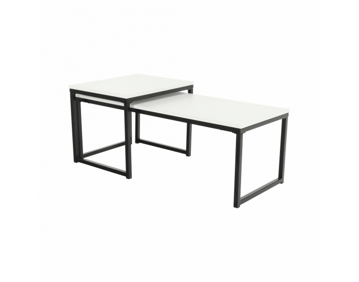 Konferenčný stolík (2 ks) Kastler Typ 2 - čierna / biela