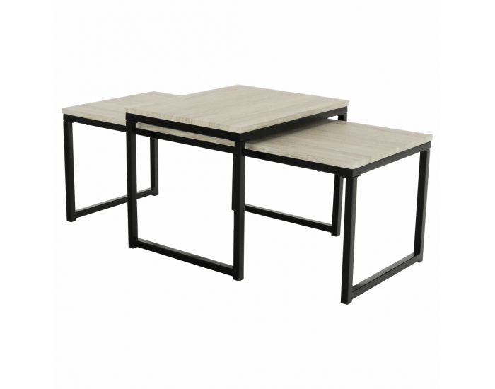 Konferenčný stolík (2 ks) Kastler Typ 2 - čierna / dub sonoma