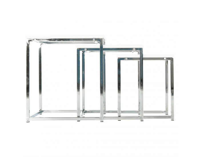 Konferenčný stolík (3 ks) Enisol Typ 3 - biely vysoký lesk