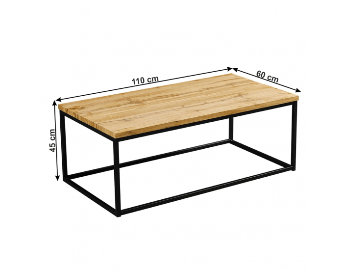 Konferenčný stolík Bormo - svetlý dub / čierna