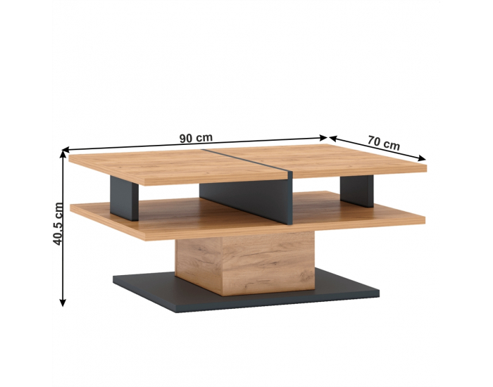 Konferenčný stolík Fidel T - dub craft zlatý / grafit sivá