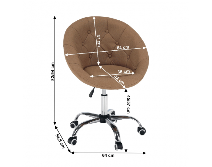 Otočné kreslo na kolieskach Konor - svetlohnedá