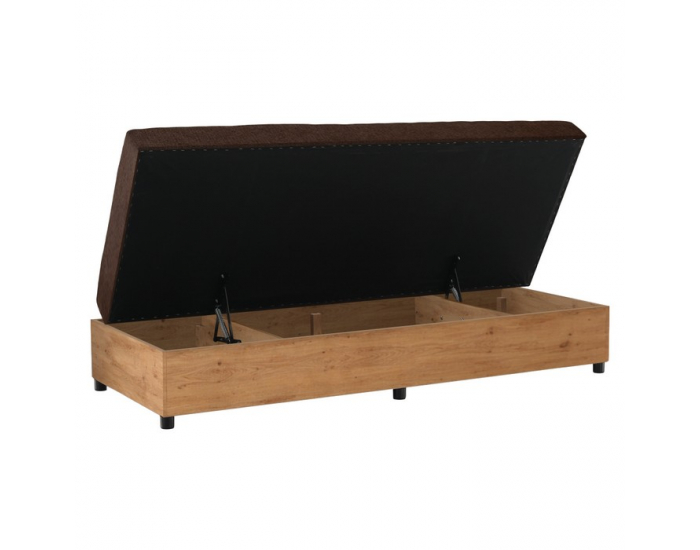 Jednolôžková posteľ (váľanda) s úložným priestorom Konri - dub craft zlatý / hnedá