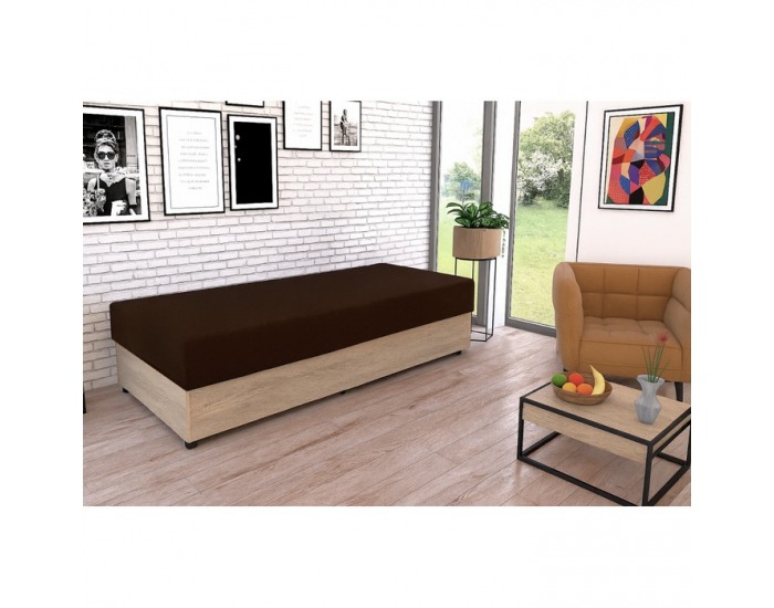 Jednolôžková posteľ (váľanda) s úložným priestorom Konri - dub sonoma / hnedá
