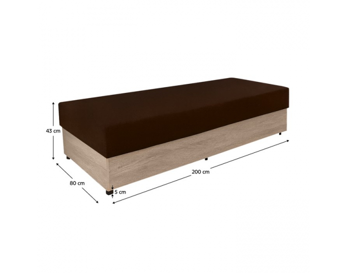 Jednolôžková posteľ (váľanda) s úložným priestorom Konri - dub sonoma / hnedá