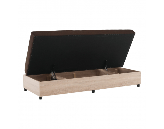 Jednolôžková posteľ (váľanda) s úložným priestorom Konri - dub sonoma / hnedá