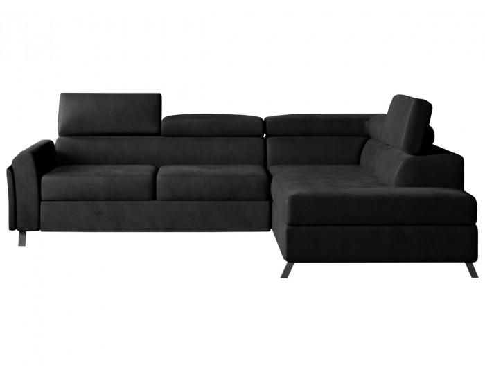 Rohová sedačka s rozkladom a úložným priestorom Korense P - čierna (Velvet Mat 99)