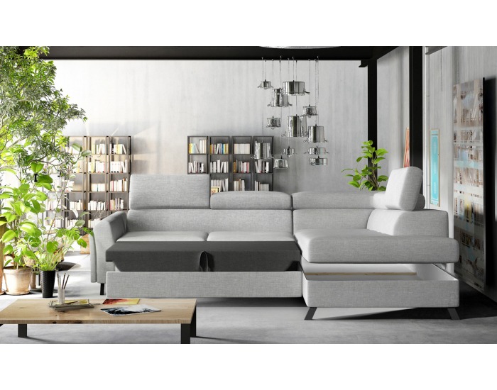 Rohová sedačka s rozkladom a úložným priestorom Korense P - čierna (Velvet Mat 99)