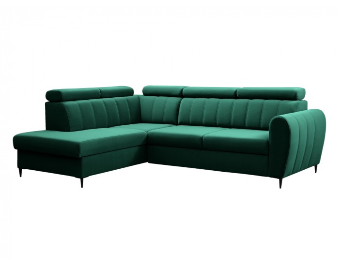 Rohová sedačka s rozkladom a úložným priestorom Korio L L - smaragdová / čierna