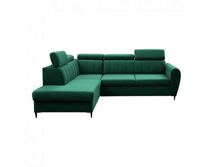 Rohová sedačka s rozkladom a úložným priestorom Korio L L - smaragdová / čierna
