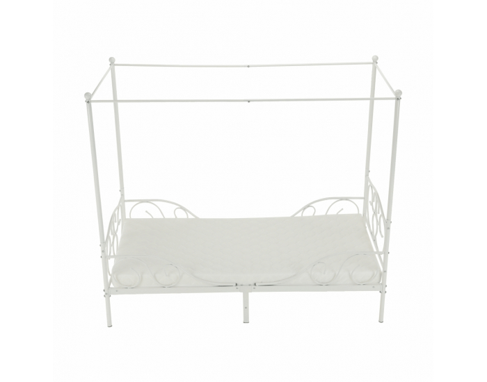Kovová jednolôžková posteľ s roštom Adelisa 90x200 cm - biela