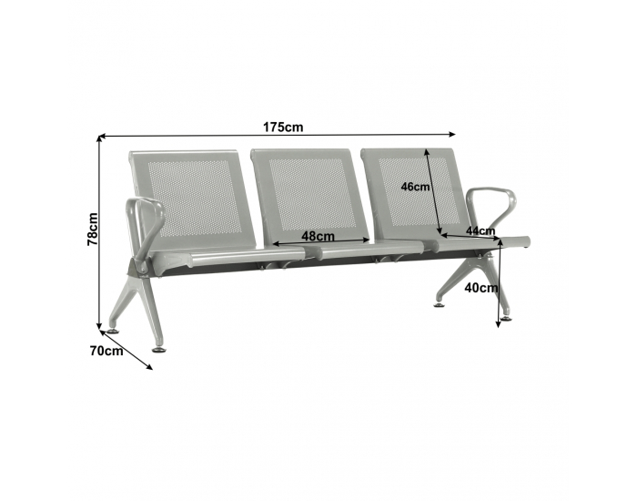 Kovová lavica (3-miestna) do čakární Kulia - strieborná