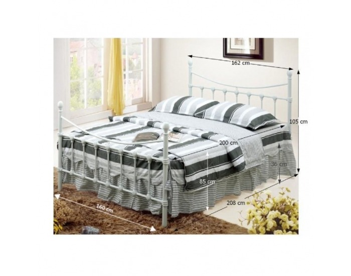 Kovová manželská posteľ s roštom Nieves New 160 - biela