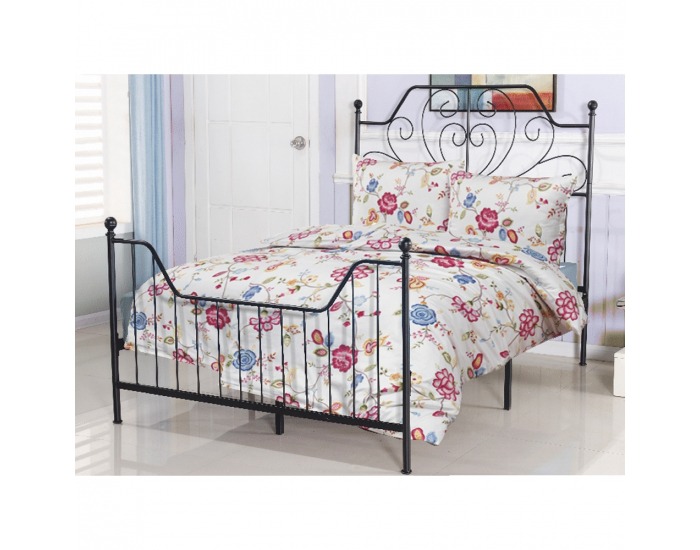 Kovová manželská posteľ s roštom Rajana 160x200 cm - čierna