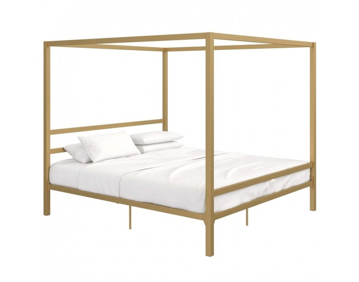 Kovová manželská posteľ s roštom Takara 160x200 cm - zlatá