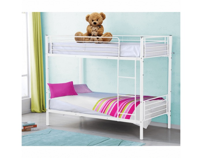 Kovová poschodová posteľ s roštom Jamila 90x200 cm - biela