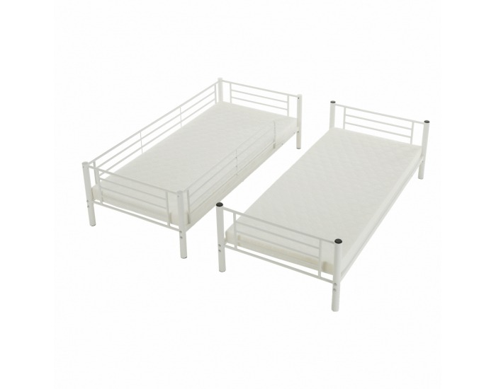 Kovová poschodová posteľ s roštom Jamila 90x200 cm - biela