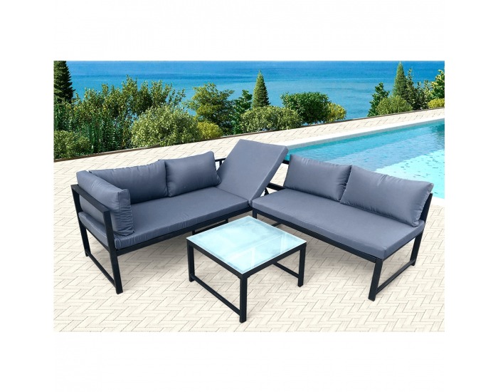 Kovový záhradný nábytok Fidan - sivá / čierna