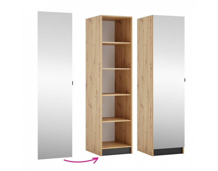 Nízke dvierka so zrkadlom Kreo 50 - dub artisan