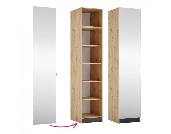 Vysoké dvierka so zrkadlom Kreo 50 - dub artisan