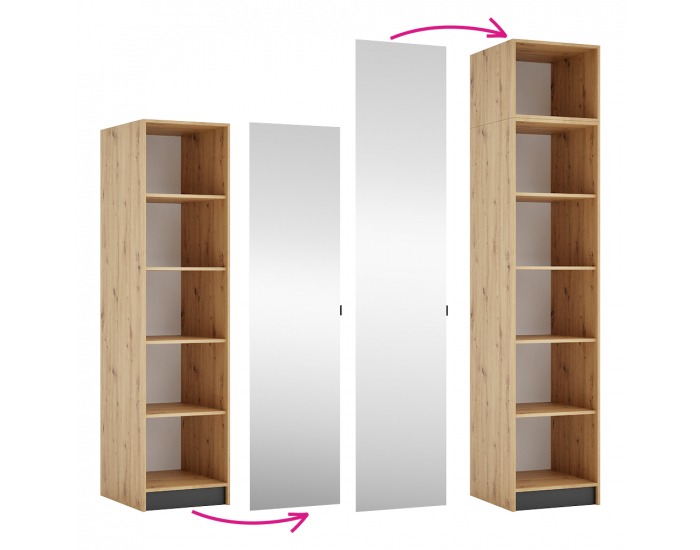 Vysoké dvierka so zrkadlom Kreo 50 - dub artisan