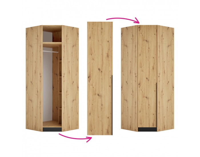 Rohové vysoké dvierka Kreo - dub artisan