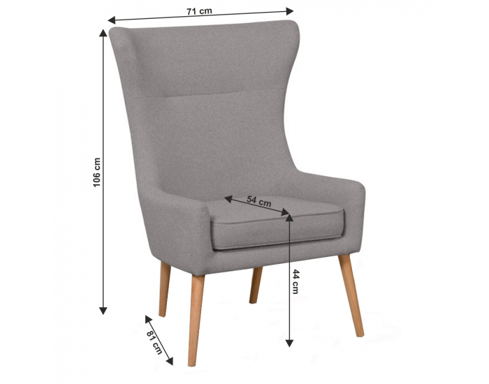 Kreslo (ušiak) Fador - sivohnedá (taupe) / buk
