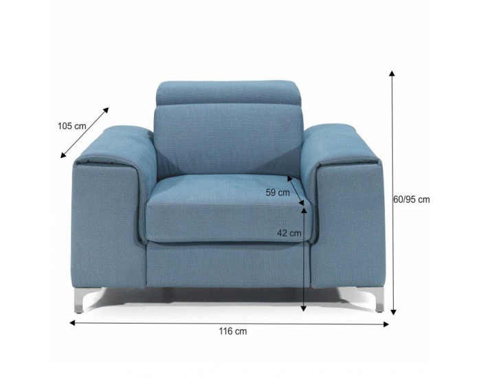 Kreslo Gevona - mentolová (Power 21) / krémové šitie / chróm