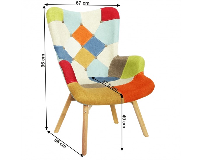 Kreslo Kaprun - farebný patchwork