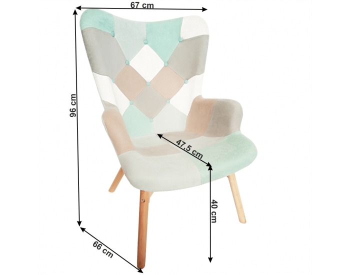 Kreslo Kaprun - mentolová / hnedá