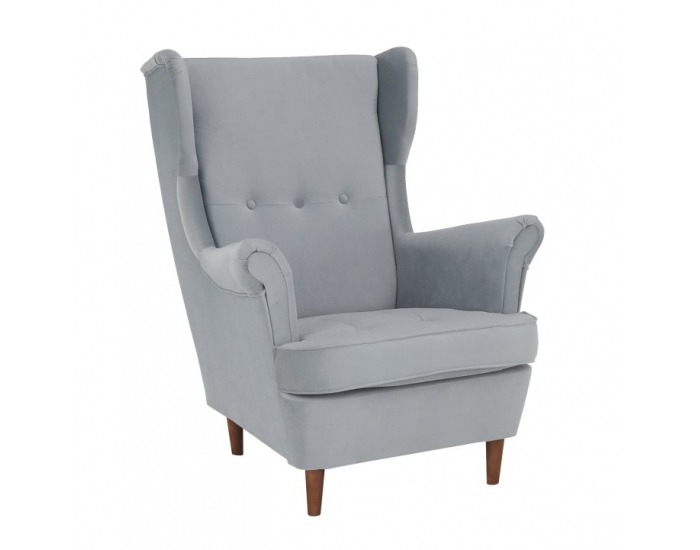 Kreslo (ušiak) Rufino - svetlosivá / orech