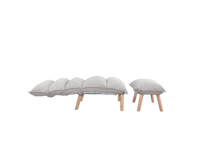 Kreslo s podnožkou Banks - krémová / buk