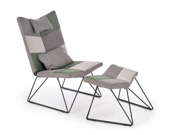 Kreslo s podnožkou Remix - kombinácia farieb / čierna