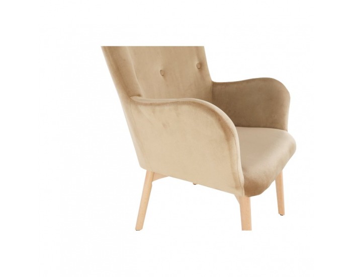 Kreslo s taburetkou Lager New - béžová / buk