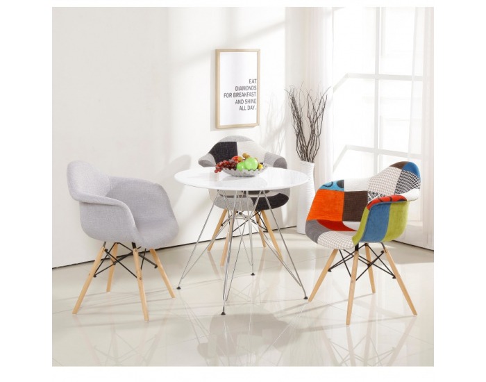 Kreslo Kubis - vzor patchwork / buk