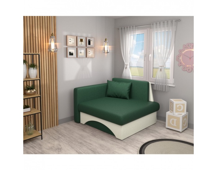 Rozkladacie kreslo s úložným priestorom Kuboš New L- zelená / béžová