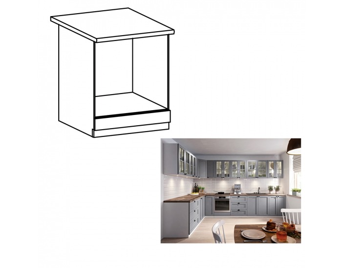 Kuchynská skrinka na sporák Layla D60ZK - sivá matná / biela