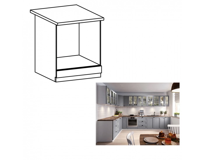 Kuchynská skrinka na sporák Layla D60ZK - sivá matná / biela