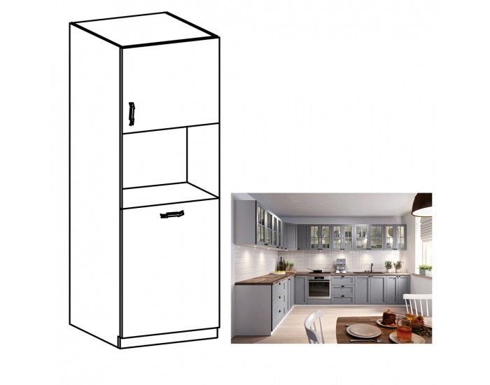 Kuchynská skrinka na vstavanú rúru Layla D60P - sivá matná / biela