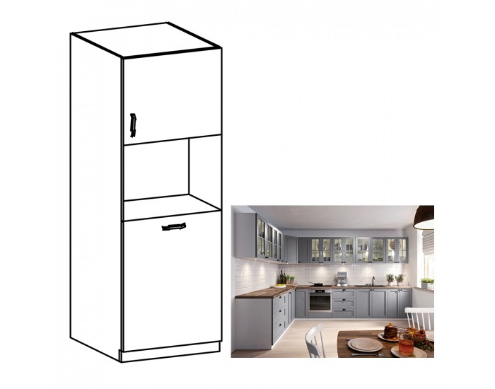 Kuchynská skrinka na vstavanú rúru Layla D60P - sivá matná / biela