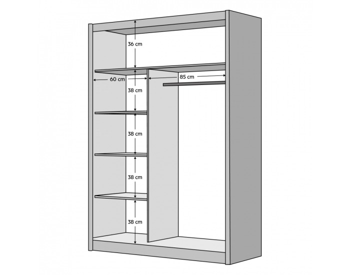 Šatníková skriňa s posuvnými dverami Ladder 150 - čierna / dub craft