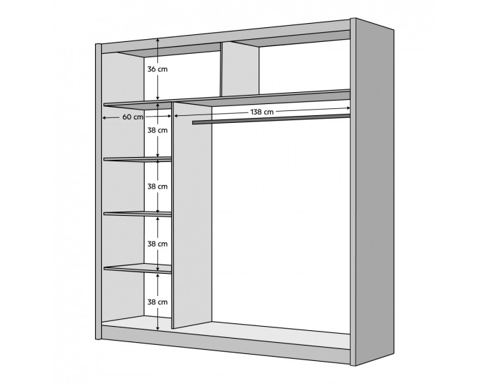 Šatníková skriňa s posuvnými dverami Ladder 203 - biela / dub craft