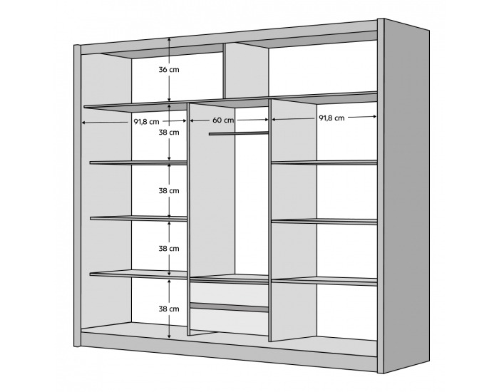 Šatníková skriňa s posuvnými dverami Ladder 250 - dub craft / čierna