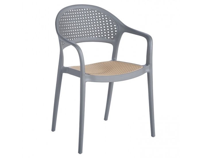 Záhradná stolička Ladis - sivá / béžová
