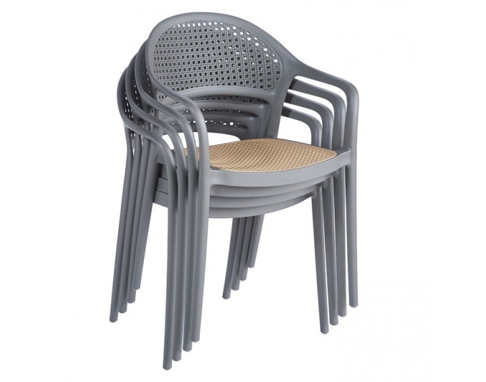 Záhradná stolička Ladis - sivá / béžová