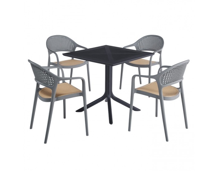 Záhradná stolička Ladis - sivá / béžová