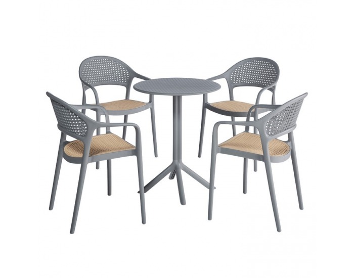 Záhradná stolička Ladis - sivá / béžová