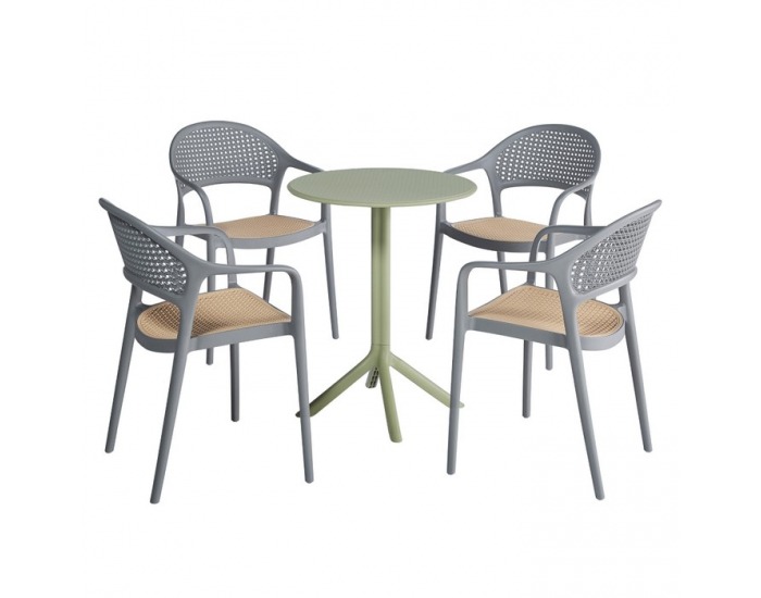 Záhradná stolička Ladis - sivá / béžová